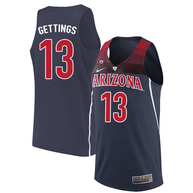 Men #13 Stone Gettings Arizona Wildcats College Basketball Jerseys Sale-Navy